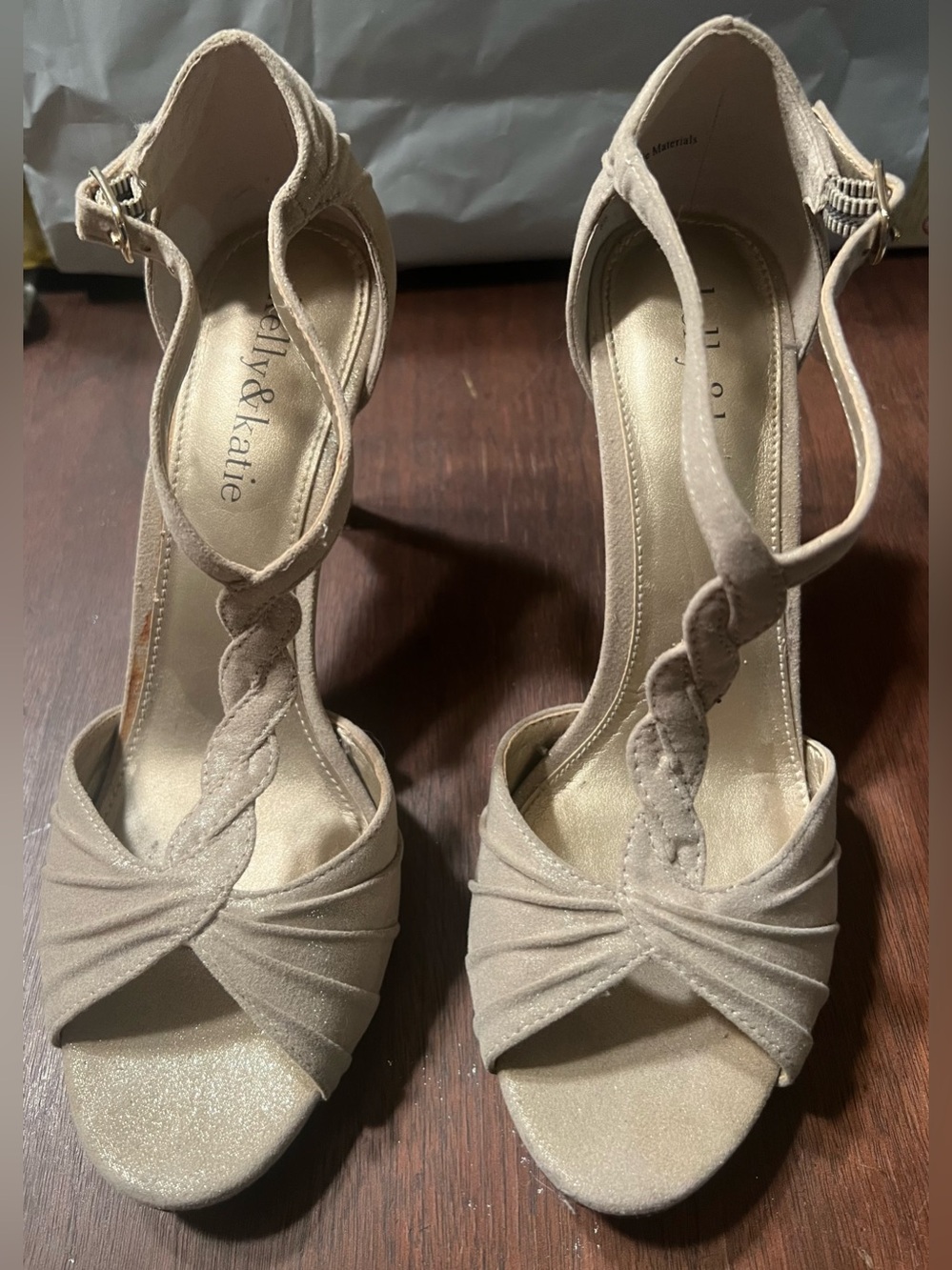 Kelly & Katie Women's Taupe Ankle-Strap Heels